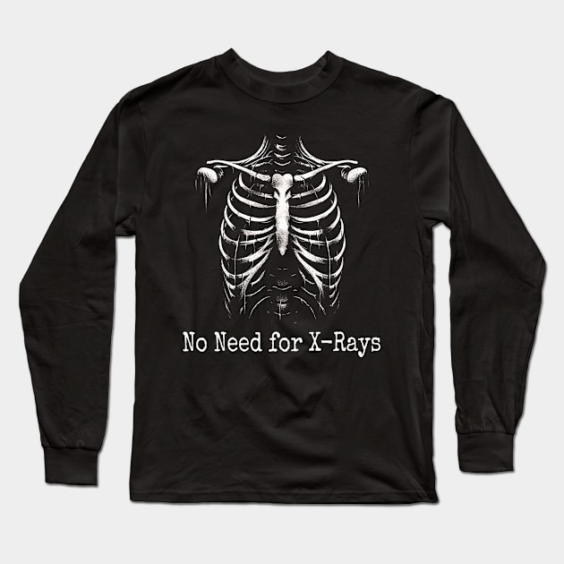 Creepy Grunge Rib Cage X-Rays Long Sleeve T-Shirt by MetalByte